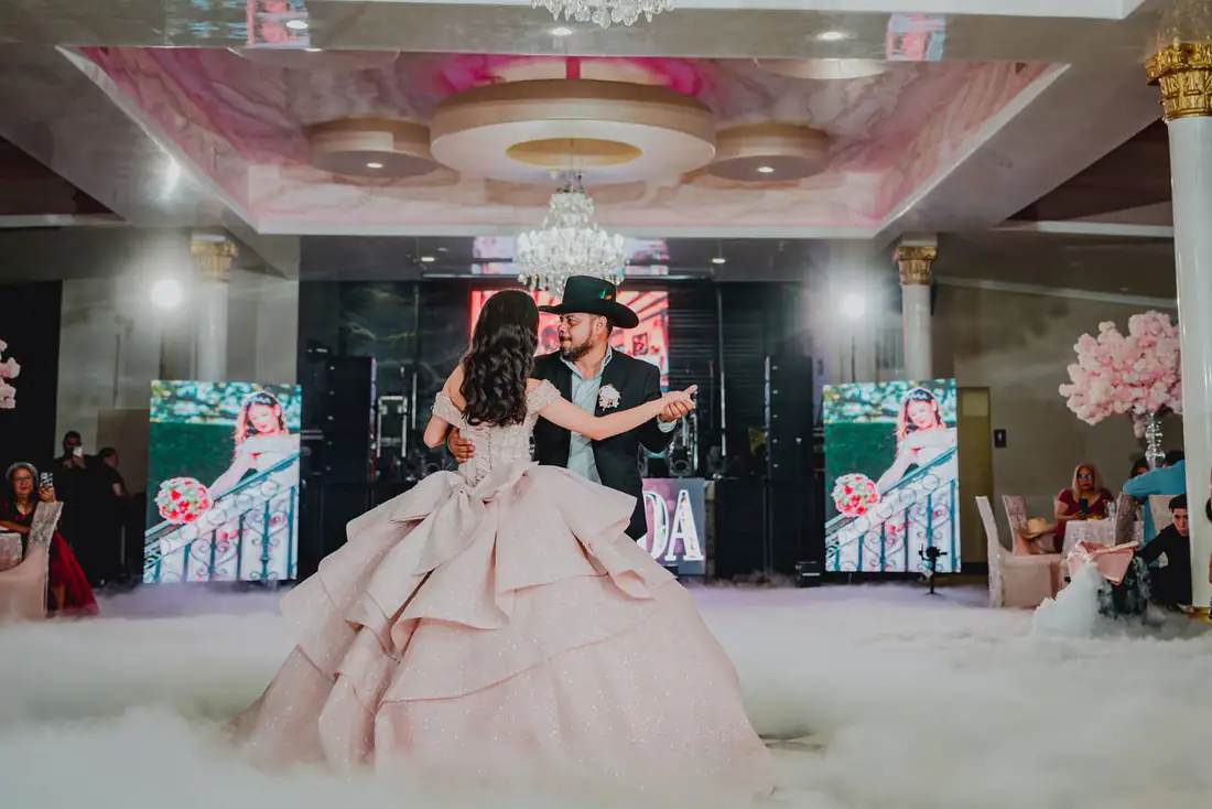 Cloud-effect surprise waltz at The Grand Villa ballroom, Mission TX